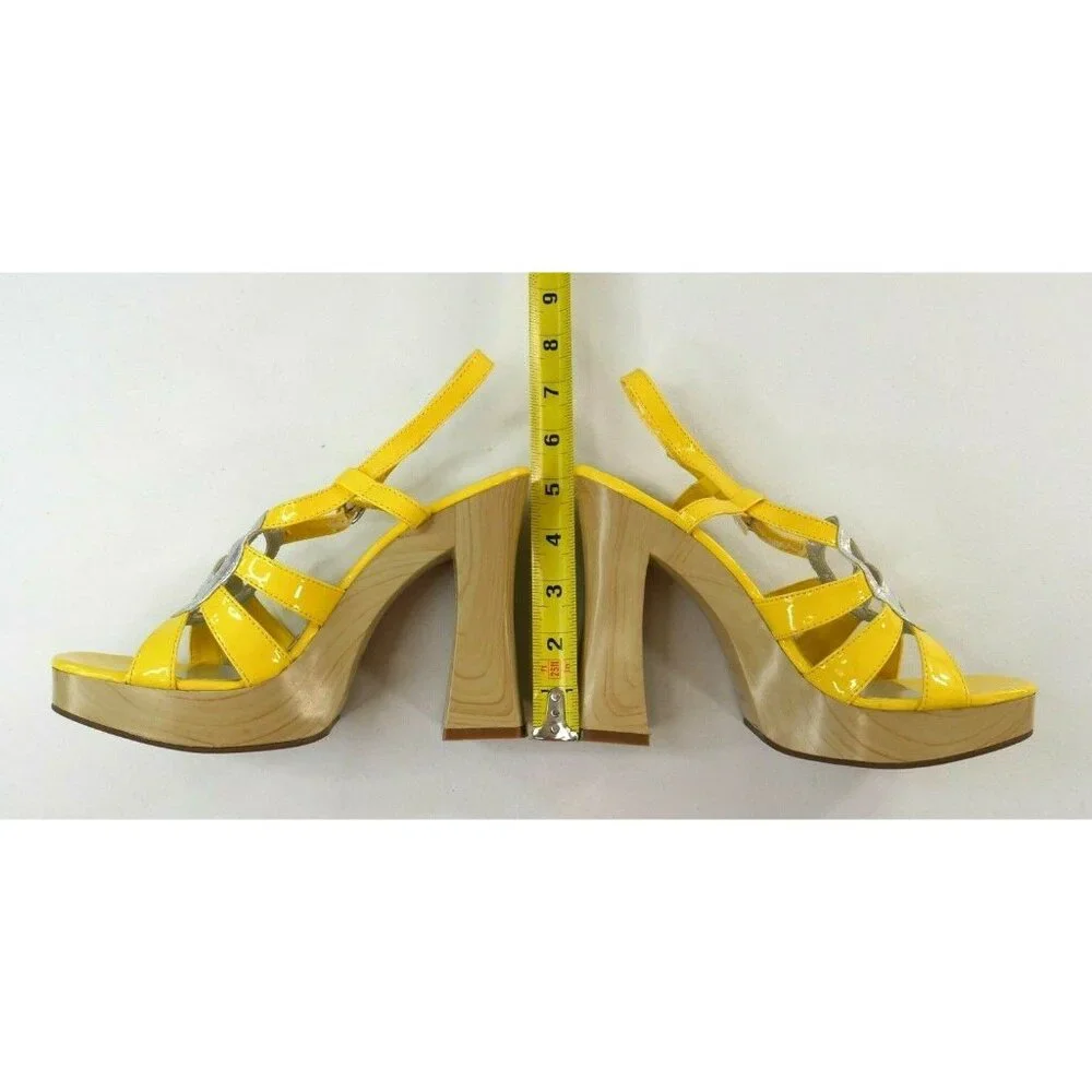 Ellie Yellow Strappy Disco Funky Platform Sandals Womens Size 8 ***